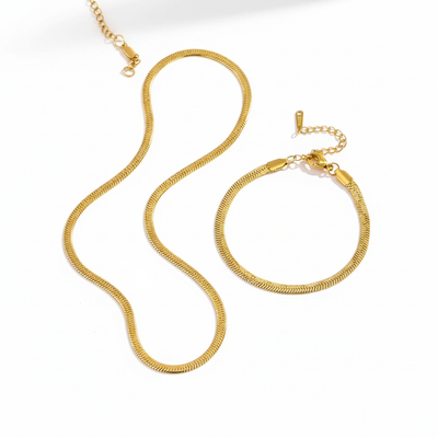 Serpentina Texture Bracelet & Necklace Set